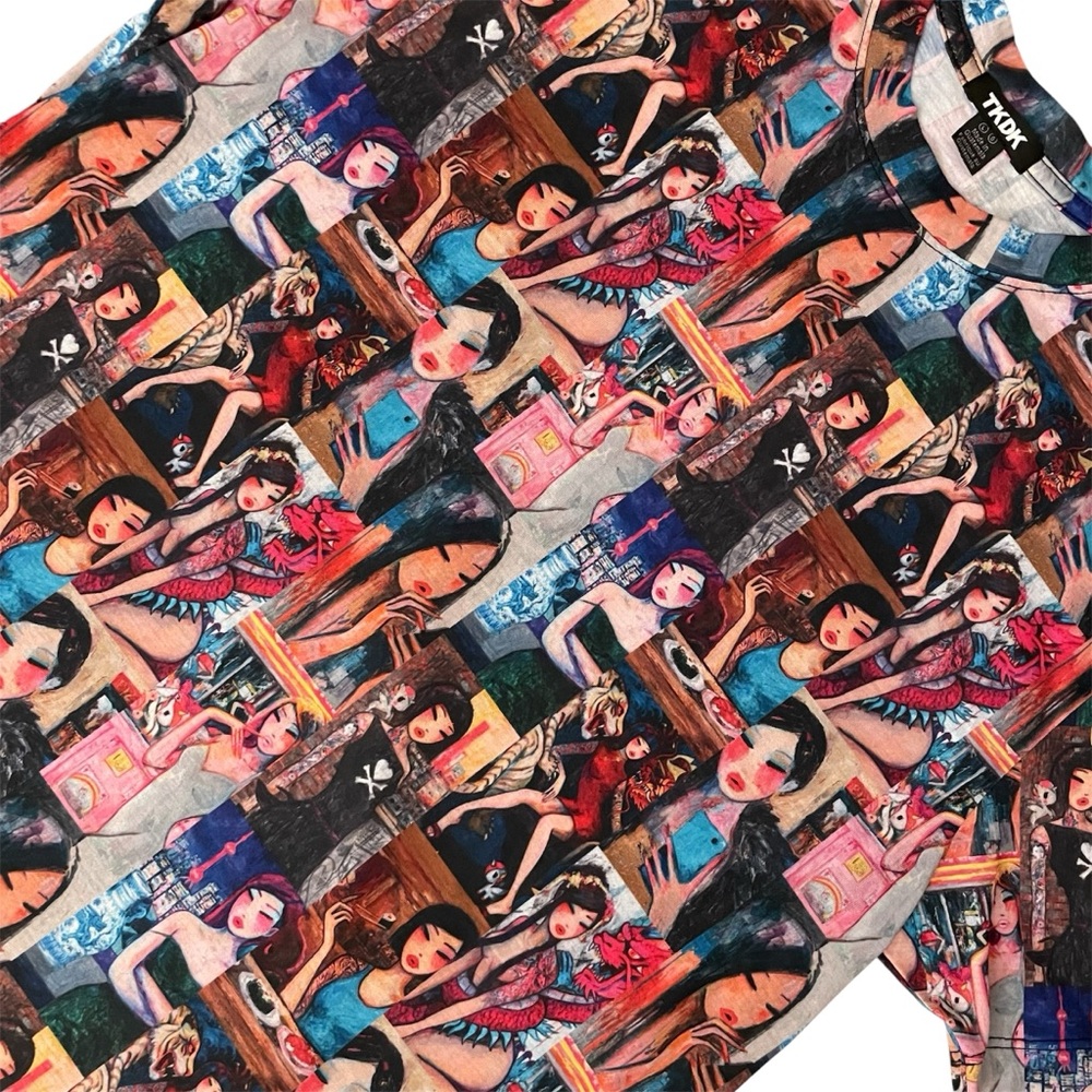 NEW Tokidoki Tattoo Girl Collage Gallery Portrait T-Shirt Men’s Large Tee NWT